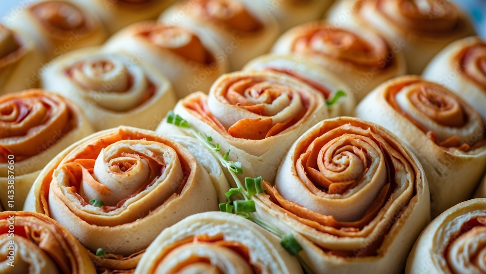 Fototapeta premium Beautifully arranged rolls showcasing culinary artistry
