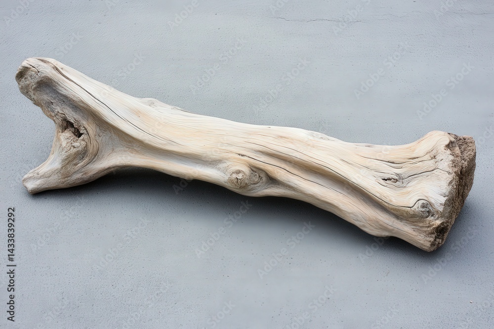 Fototapeta premium A natural, light-colored driftwood log resting on a surface.
