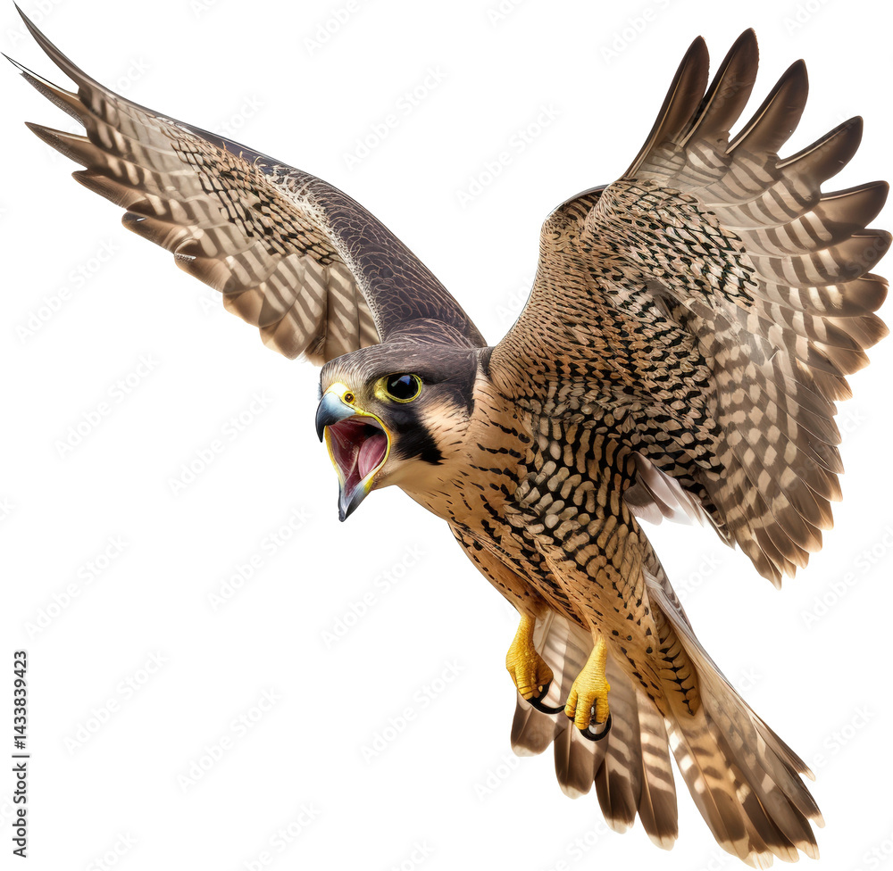 Fototapeta premium Magnificent soaring falcon in flight