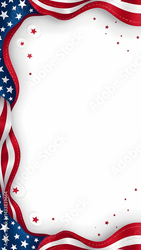 American Patriotic Frame With Stars and Stripes Celebration Elements