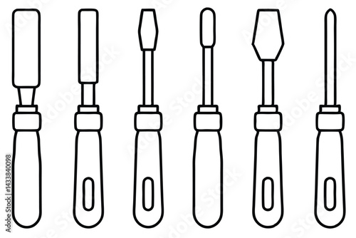 Chisels Cutting Skills Line art