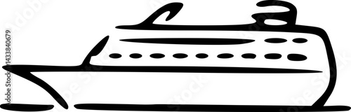 Cruise Ship Icon Illustration A Simple Black and White  Graphic of a Passenger Vessel
