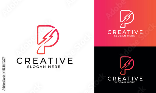 Letter P Energy Logo Art & Illustration