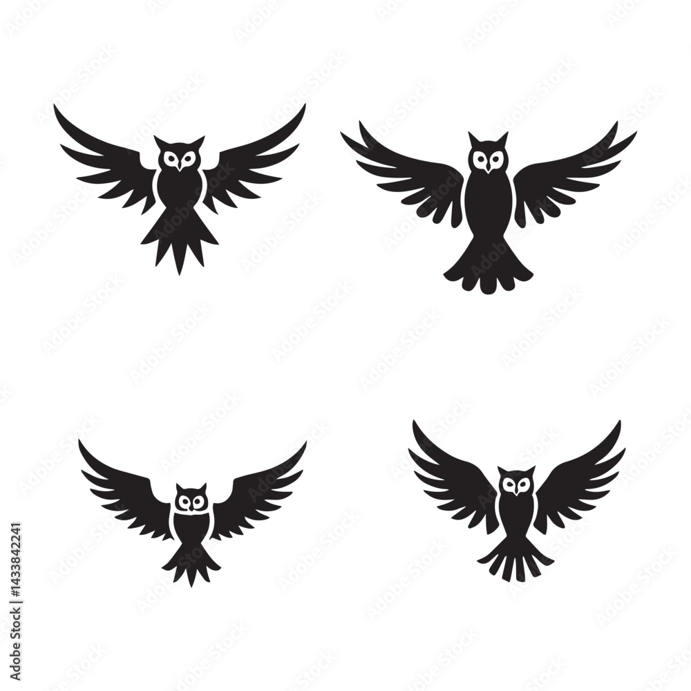 Obraz premium owls wings set vector