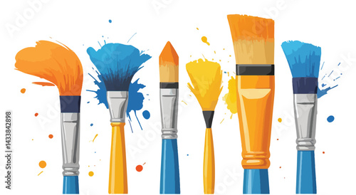 paint brushes and paint illustration