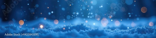 Abstract blue bokeh lights, shimmering winter scene ,  dreamy,  background