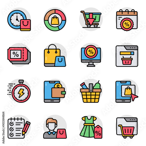 Set of Purchase Flat Icons