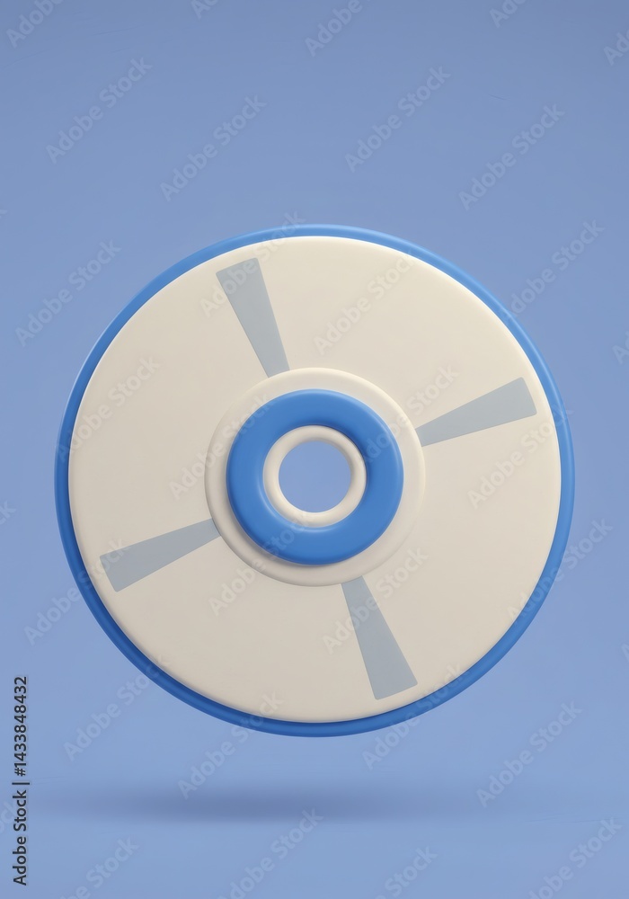 Abstract Circular Icon in Blue and Cream Colors, 3D Rendering Graphic Abstract Circular Icon in Blue and Cream Colors, 3D Rendering Graphic