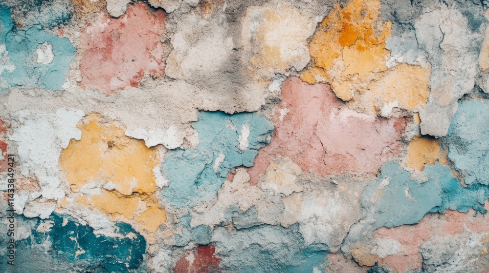 Obraz premium Colorful Weathered Wall Texture with Pastel Paint