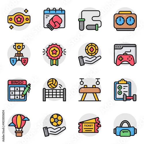 Set of Sports and Gym Flat Icons 