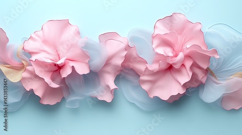 Pink and Blue Fabric Flowers Abstract Design
