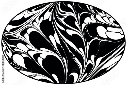 Intricate black and white marbled pattern showcasing fluid design and artistic expression in abstract art