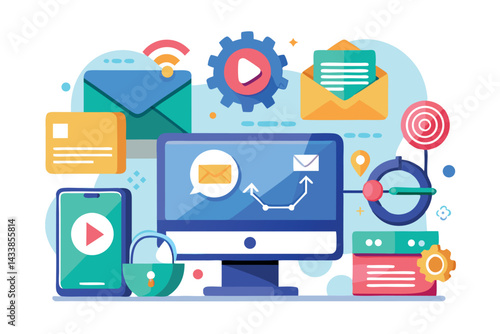 Visual representation of digital communication tools and technology for enhancing connectivity and networking activities
