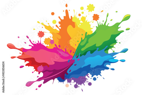 Colorful splashes of paint create vibrant patterns in abstract art design