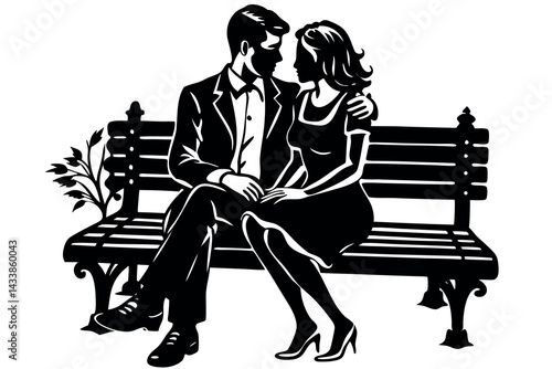 Couple sharing an intimate moment on a park bench during a sunny afternoon in a quiet urban setting