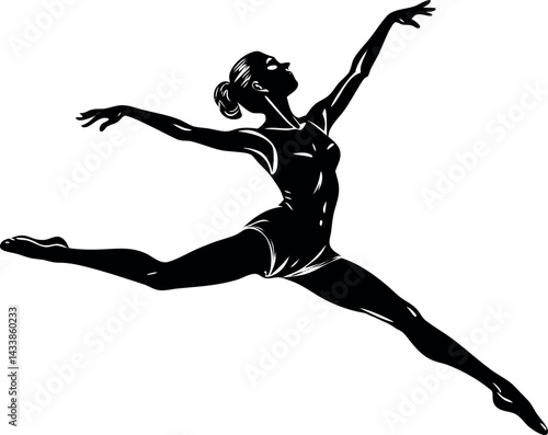 Elegant dancer leaps gracefully in a performance showcasing athleticism and artistry during a ballet rehearsal
