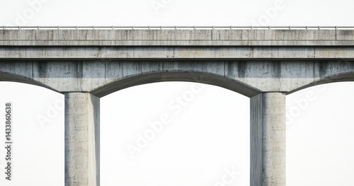 Concrete bridge with three arched supports against a white background