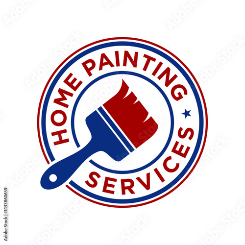 Home painting logo vector illustration template in circle blue and red