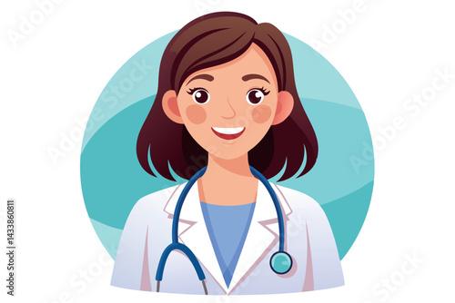 Friendly female doctor with stethoscope smiling in a professional setting