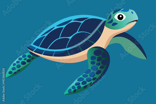 Colorful sea turtle swimming gracefully in clear ocean waters during daytime
