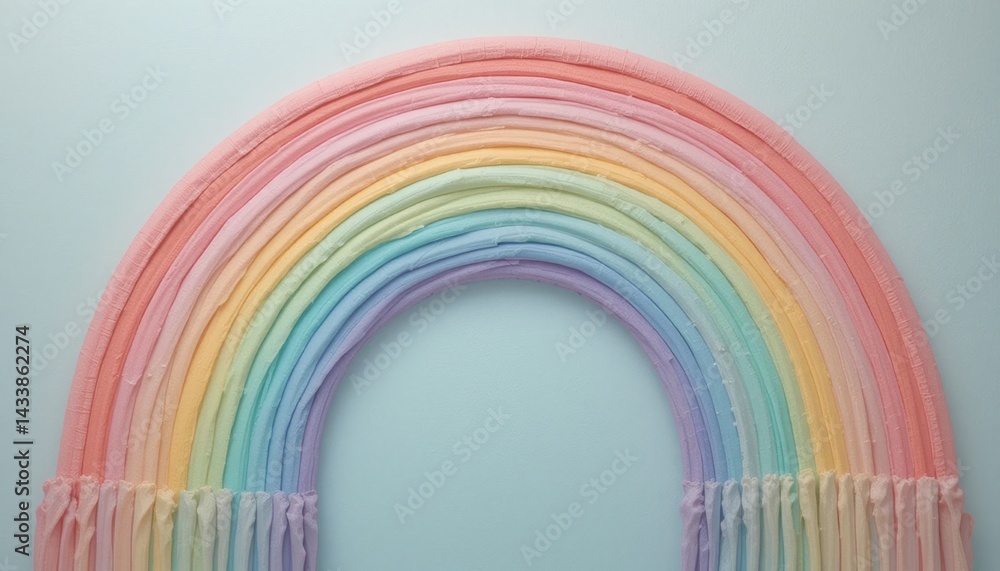Fototapeta premium Creating a colorful rainbow art piece using pastel materials in a bright studio setting with a creative perspective
