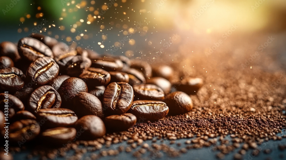 A pile of coffee beans on a table A pile of coffee beans on a table