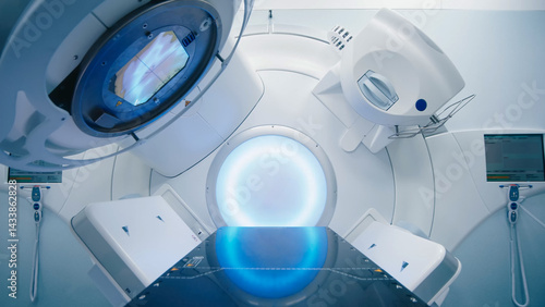 Fotografie Cancer therapy, advanced medical linear accelerator in the therapeutic oncology