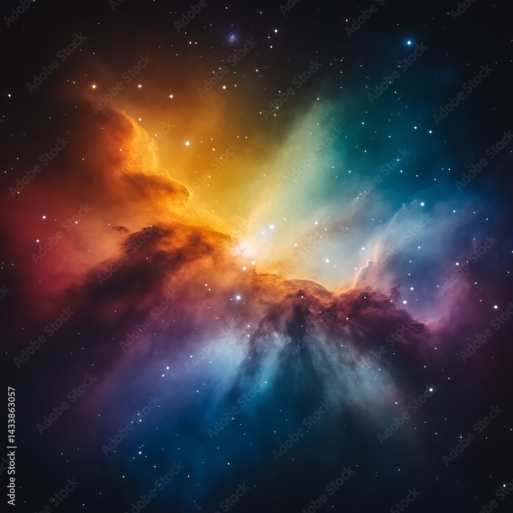 Fototapeta premium Cosmic nebula explosion. Vibrant colors of space dust and light