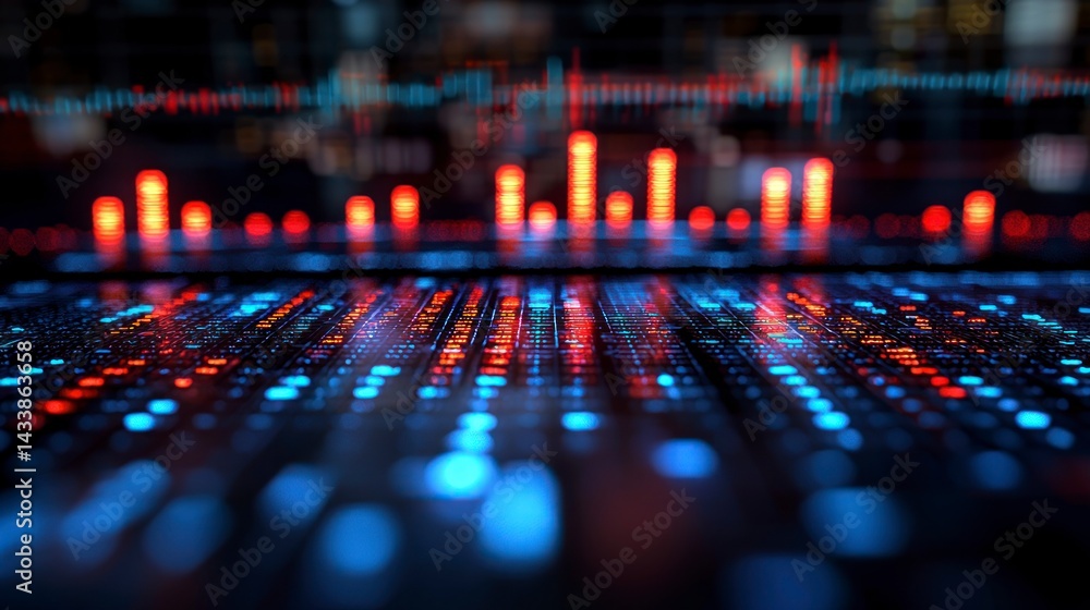 Fototapeta premium Abstract digital data and bright lights