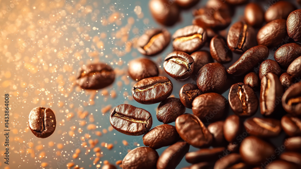 A close up of coffee beans with a blurry background A close up of coffee beans with a blurry background