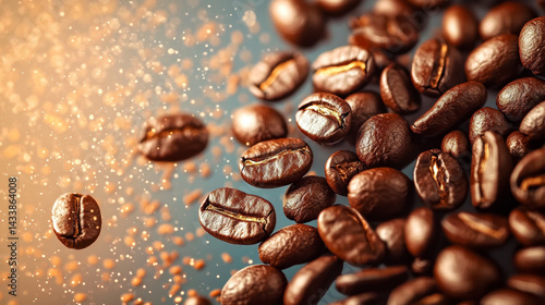 A close up of coffee beans with a blurry background