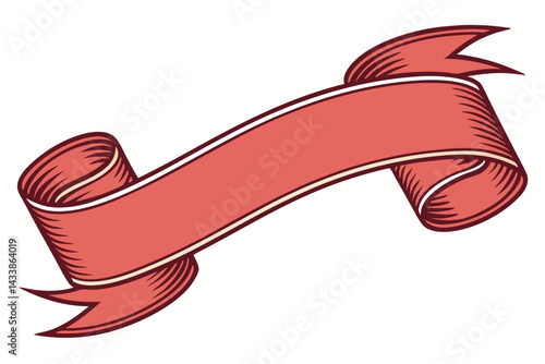 Decorative red ribbon banner with curved edges for celebrations and announcements