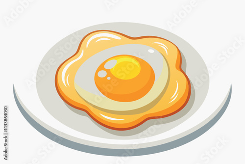 Fried egg on a white plate with a sunny side up yolk, perfect for breakfast or brunch