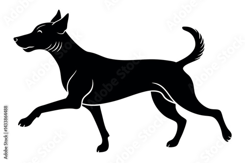Stylized silhouette of a dog in mid-stride against a plain background showcasing agility and gracefulness