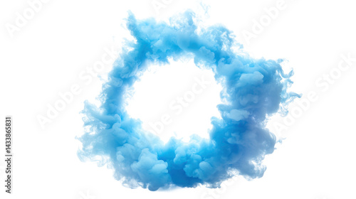 Abstract smoke particle circle isolated on transparent background. Blue smoke particle circle