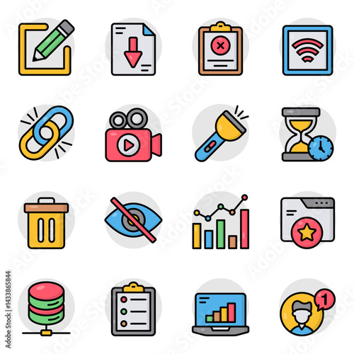 Set of User Experience Flat Icons 