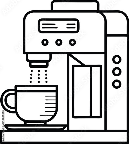  Tea or Coffee Machine outline vector illustration on white background
