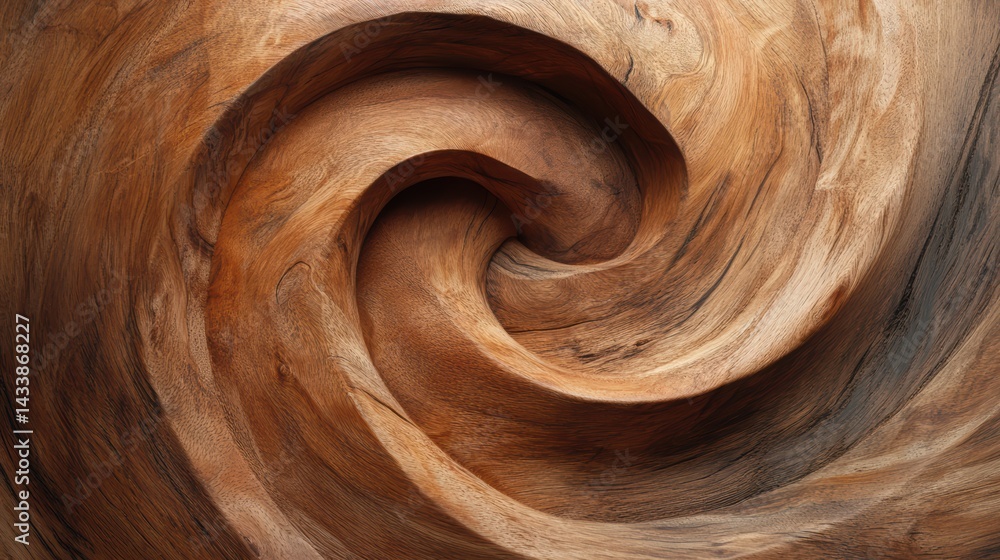 Obraz premium Textured circular wooden background featuring swirling pattern that evokes sense of natural beauty and warmth. rich tones and intricate grain create captivating visual experience