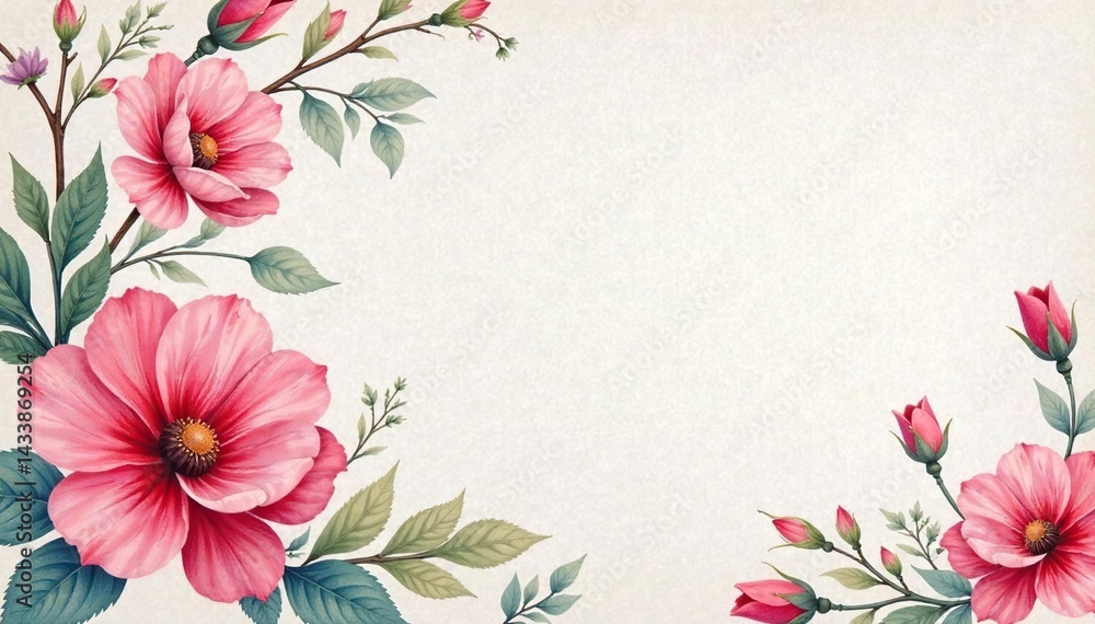 Obraz premium Delicate watercolor floral pattern on textured paper , aesthetic, daisy
