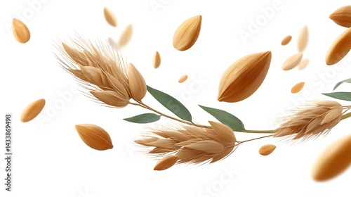 Wallpaper Mural Animated clipart of gently shifting barley grains with natural elements and a soft, abstract background Torontodigital.ca