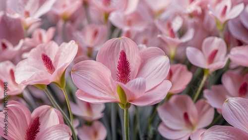 Closeup of pink eustoma flower on soft pastel background