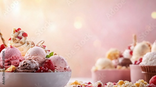 Delicious ice cream assortment in a bowl
