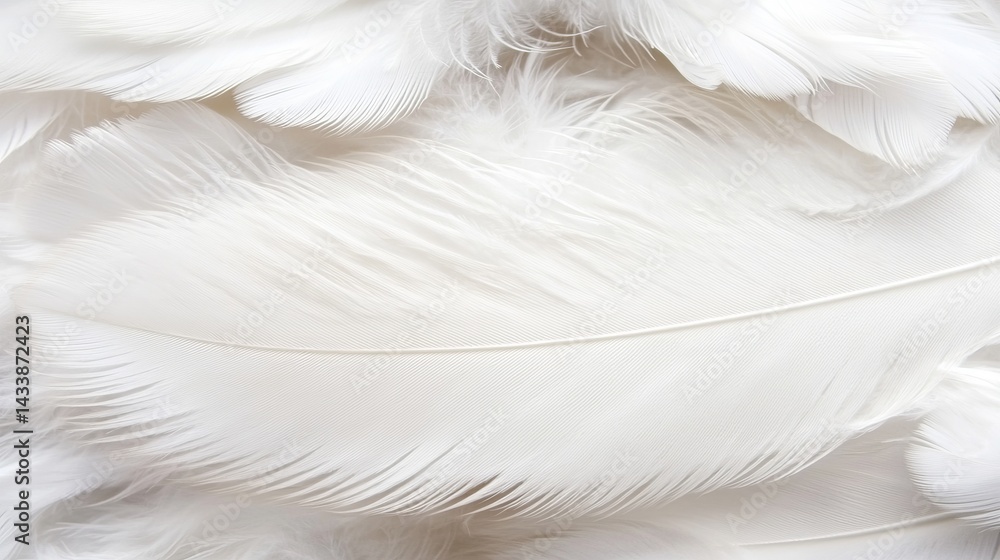 Obraz premium Soft and Delicate White Feathers on a Light Background for Texture