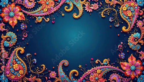 Intricate paisley pattern, flowing seamlessly across the frame , illustration, image, design element