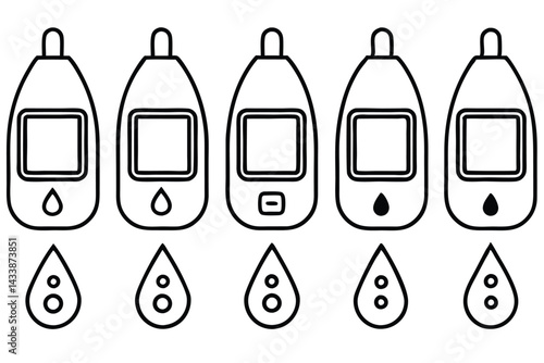 Blood Glucose Meters Portable Device Line Art