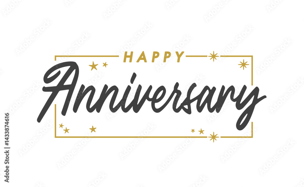 Obraz premium Happy anniversary greeting banner. Elegant modern calligraphic text.