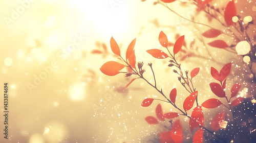 Autumn leaves with sunlit bokeh.