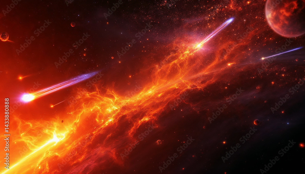 Obraz premium Glowing Sun Viewed from Space on a Dark Cosmic Background