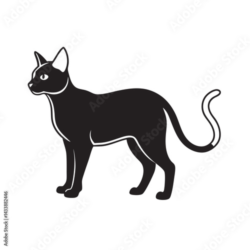 Donskoi Hairless Cat Silhouette Black Vector