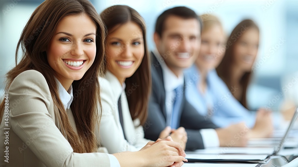 A diverse group of professionals engaged in a meeting at a modern conference table. A diverse group of professionals engaged in a meeting at a modern conference table.